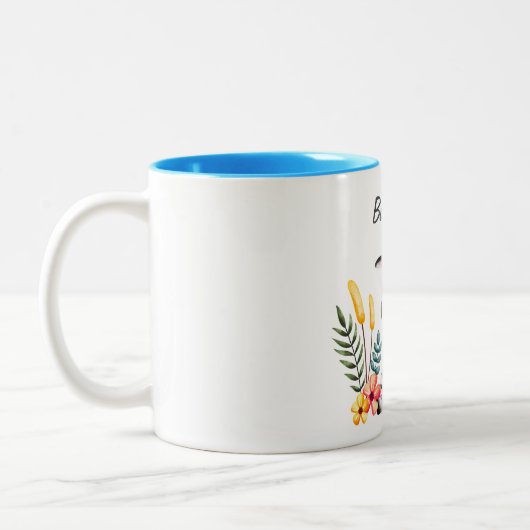 Cute Baby Zebra Flower Wreath Custom Name Mug Zweifarbige Tasse (Links)