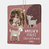 Cute Baby's 1st Christmas Photo Reindeer Keramikornament (Links)
