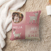 Cute Baby's 1st Christmas Photo Reindeer  Kissen (Decke)