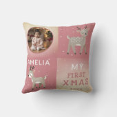 Cute Baby's 1st Christmas Photo Reindeer  Kissen (Rückseite)