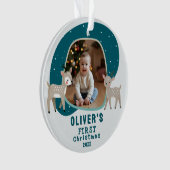Cute Baby's 1st Christmas Photo Reindeer Ornament (Vorderseite)