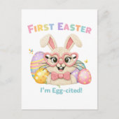 Cute Baby's First Easter Egg-cited Bunny Postkarte (Vorderseite)