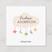 Cute Babysitter Business Card | Fun & Friendly i Quadratische Visitenkarte (Vorderseite)