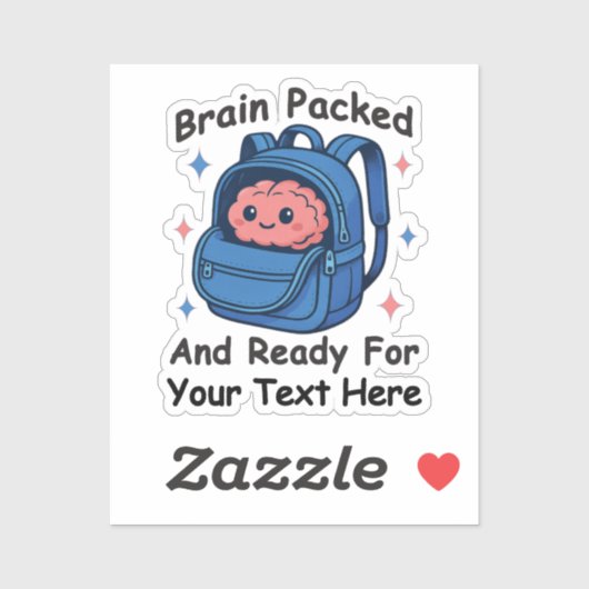 Cute Back-to-School Customizable “Brain Ready" Aufkleber (Blatt)