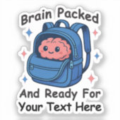 Cute Back-to-School Customizable “Brain Ready" Aufkleber (Vorderseite)