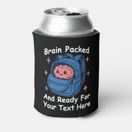 Cute Back-to-School Customizable “Brain Ready" Dosenkühler (Kanne Rückseite)
