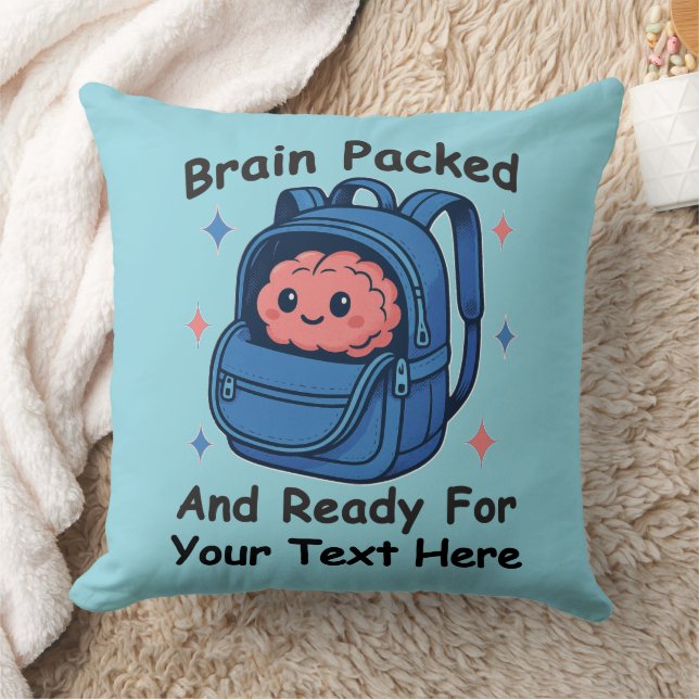Cute Back-to-School Customizable “Brain Ready" Kissen (Decke)