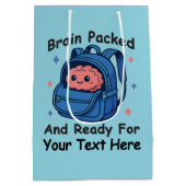 Cute Back-to-School Customizable “Brain Ready" Mittlere Geschenktüte (Rückseite)