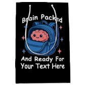 Cute Back-to-School Customizable “Brain Ready" Mittlere Geschenktüte (Vorderseite)