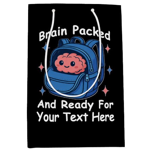 Cute Back-to-School Customizable “Brain Ready" Mittlere Geschenktüte (Vorderseite)