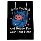 Cute Back-to-School Customizable “Brain Ready" Mittlere Geschenktüte (Rückseite)