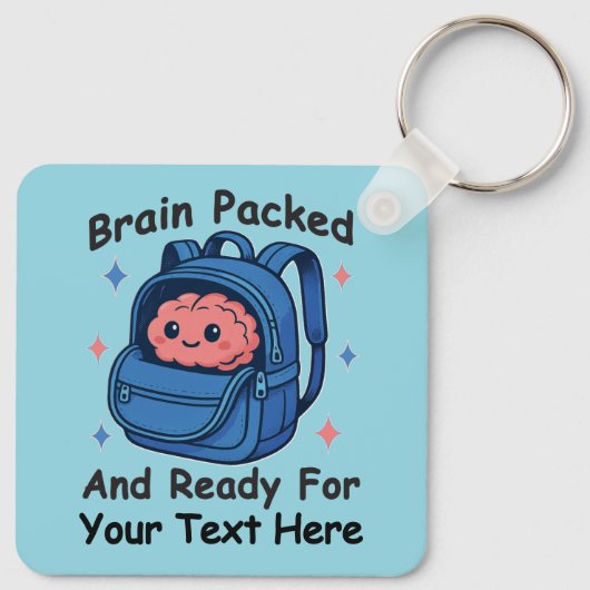Cute Back-to-School Customizable “Brain Ready" Schlüsselanhänger (Rückseite)