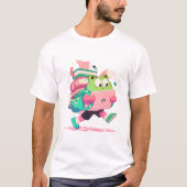 Cute Back to School Frog with Books and Backpack T-Shirt (Vorderseite)