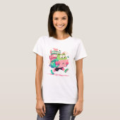 Cute Back to School Frog with Books and Backpack T-Shirt (Vorne ganz)