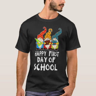 Cute Back to School Teacher Gnome Happy First Day  T-Shirt