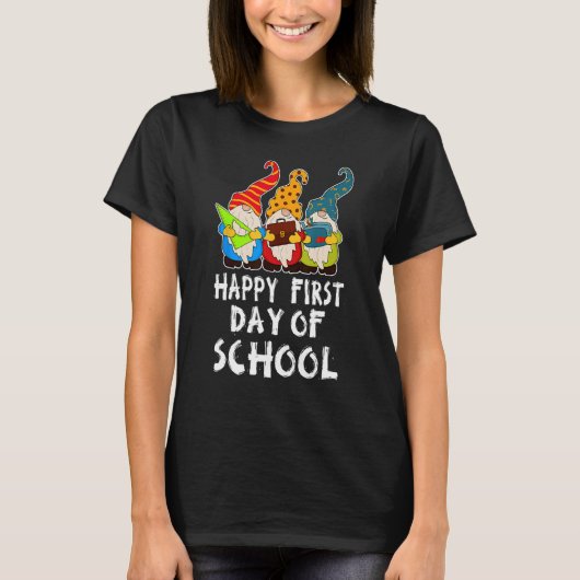 Cute Back to School Teacher Gnome Happy First Day  T-Shirt (Vorderseite)