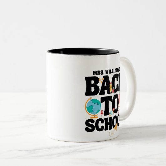 Cute Back To School Teacher Zweifarbige Tasse (VorderseiteRechts)