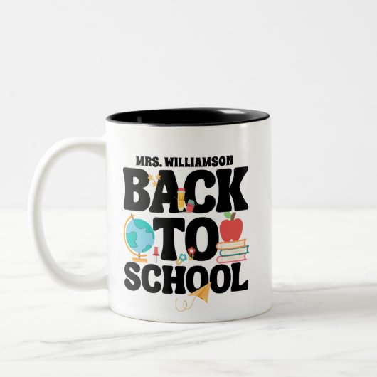 Cute Back To School Teacher Zweifarbige Tasse (Links)