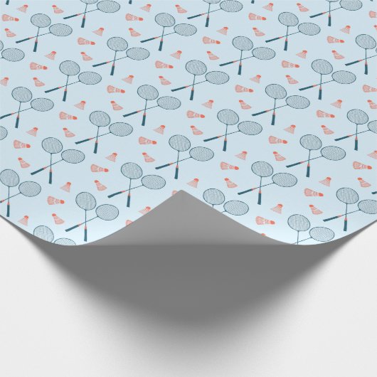 Cute Badminton Birdie Racquet Shuttlecock Retro Geschenkpapier (Ecke)