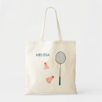 Cute badminton illustration customize tote bag