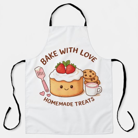 Cute "Bake With Love" Illustration Schürze (Vorderseite)