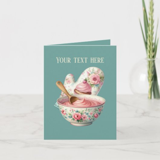 Cute bakery oven mitt and bowl customizable karte (Vorderseite)