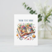 Cute bakery recipe book add message business name postkarte (Stehend Vorderseite)