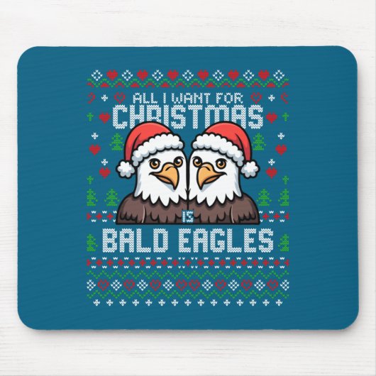 Cute Bald Eagles Christmas Ugly Xmas Sweater Patri Mousepad (Vorne)