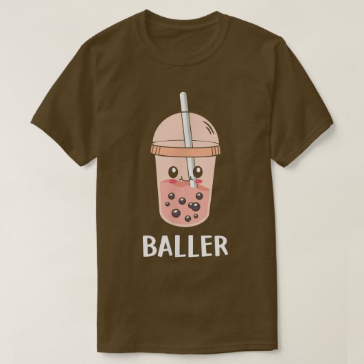 Cute Baller Boba Tea Bubble Tea Anime Kawaii Neko  T-Shirt (Design vorne)