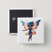 Cute Ballerina Dancing Robot Pixie Button (Vorne & Hinten)