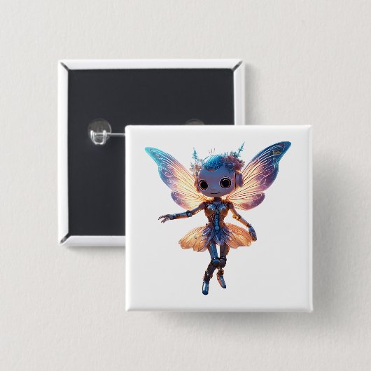 Cute Ballerina Dancing Robot Pixie Button (Vorne & Hinten)