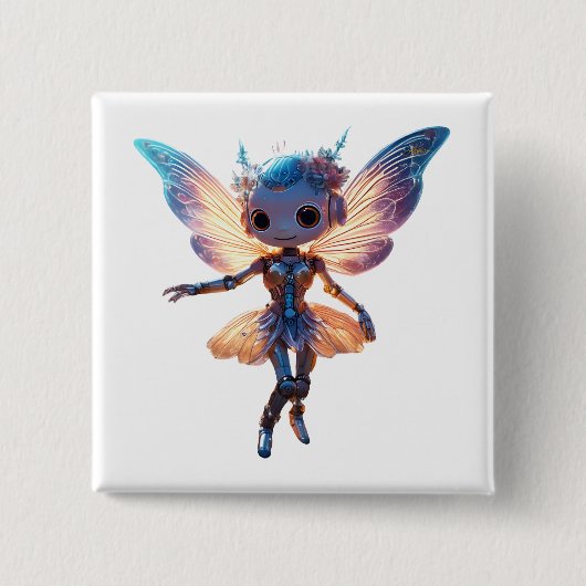 Cute Ballerina Dancing Robot Pixie Button (Vorderseite)