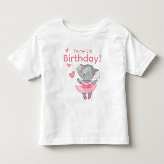 Cute Ballerina Elephant It’s My Birthday Kleinkind T-shirt (Vorderseite)