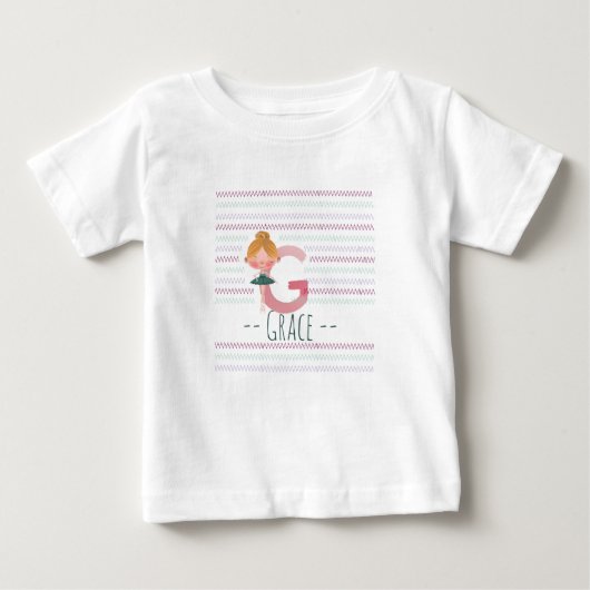Cute Ballerina Plush Pink Letter G Toddler Baby T-shirt (Vorderseite)