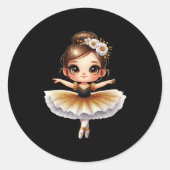Cute Ballerina Runder Aufkleber (Vorderseite)