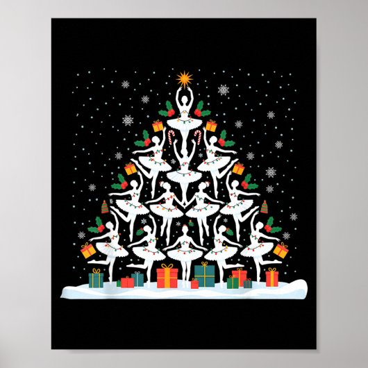 Cute Ballet Christmas Tree Dancer Women Girls Xmas Poster (Vorne)