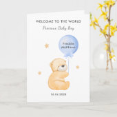 Cute Balloon Bear Welcome Baby Boy Card Karte (Gelbe Blume)