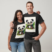 Cute Bamboo Munching Panda Sticker T-Shirt (Unisex)
