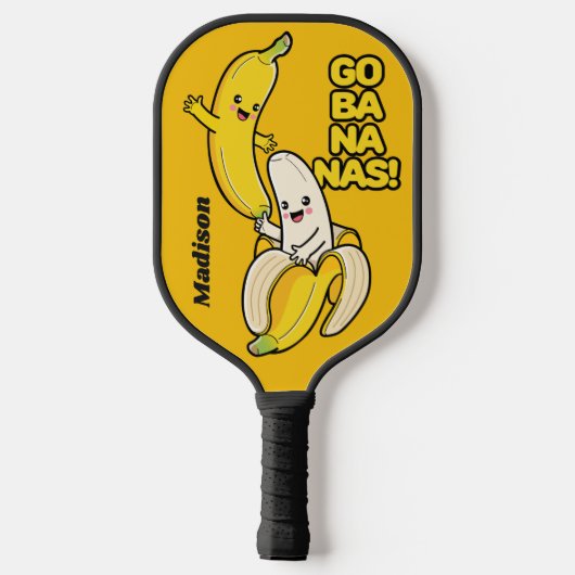 Cute Bananas custom name Pickleball Schläger (Rückseite)