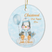 Cute Baptism Baby Boy Penguin Blue Keramik Ornament (Links)