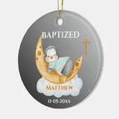 Cute Baptism Baby Penguin And Moon Keramik Ornament (Links)