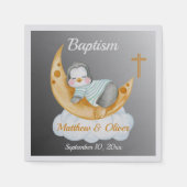 Cute Baptism Baby Penguin And Moon Serviette (Vorderseite)