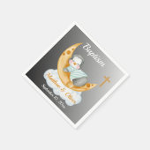 Cute Baptism Baby Penguin And Moon Serviette (Ecke)