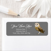 Cute Barn Owl Gray Return Address (Insitu)