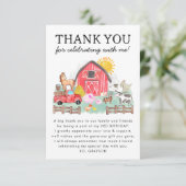 Cute Barnyard Animals Kids Farm Birthday Thank You (Stehend Vorderseite)