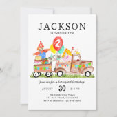 Cute Barnyard Animals Truck Kids Farm Birthday Einladung (Vorderseite)