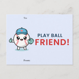 Cute Baseball Classroom Valentine Card Feiertagspostkarte