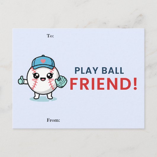 Cute Baseball Classroom Valentine Card Feiertagspostkarte (Vorderseite)