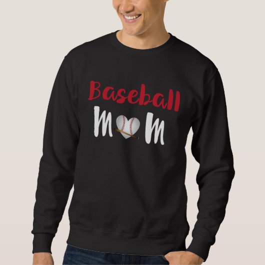 Cute Baseball Player Mom Heart Shape Baseball Fans Sweatshirt (Vorderseite)