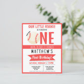 Cute Baseball Ribbon Budget 1. Geburtstag Einladun (Stehend Vorderseite)